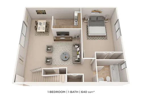 Floor plan One Bedroom - 640 sqft