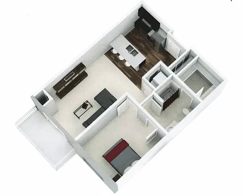 Floor plan One Bedroom, One Bath B