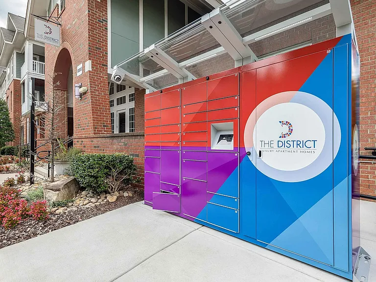 Package locker system with 24/7 accessconvenient, modern apartment living in Charlotte.
