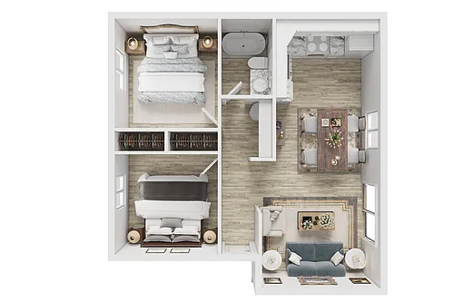 Floor plan Two Bedroom One Bath