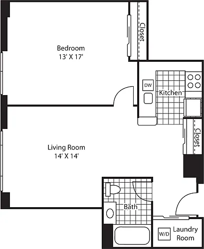 Floor plan One Bedroom 764