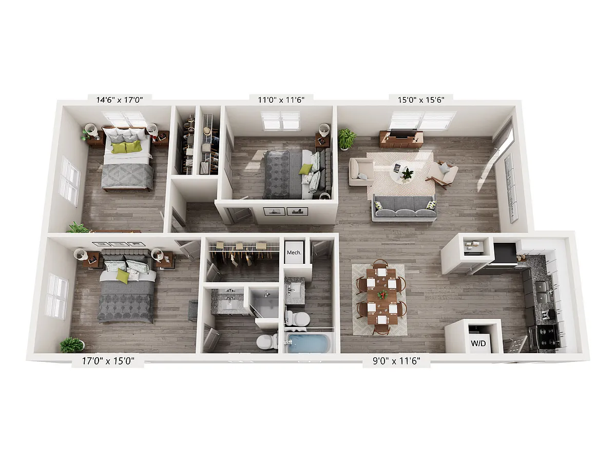 Floor plan 3 Bedroom A