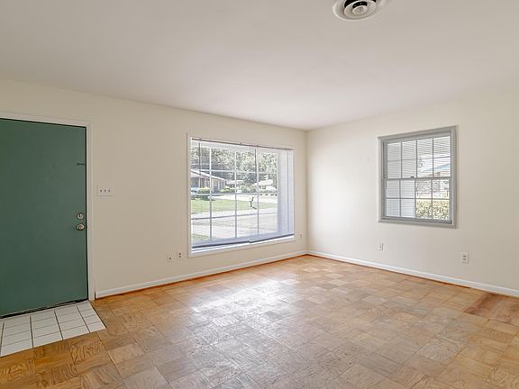 Living room with view of front door