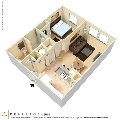 Floor plan 1 Bed 1 Bath A1