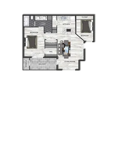 Floor plan 2 bed 1 bath