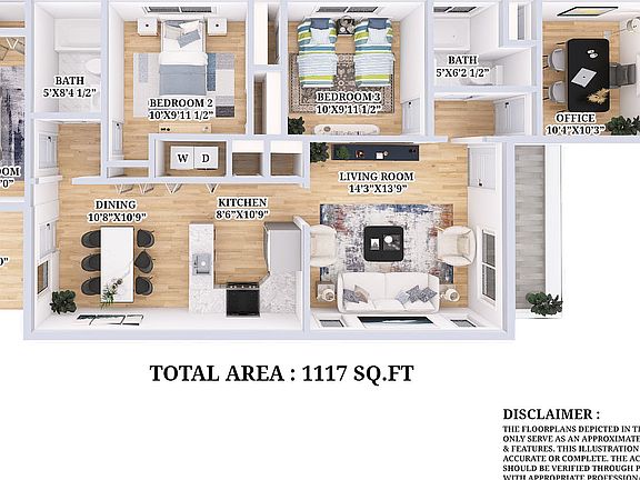 Floorplan showing office in front; this could alternatively be a bedroom