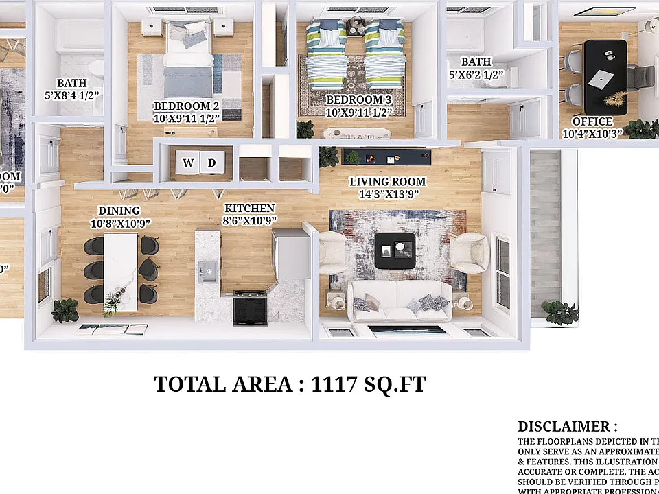 Floorplan showing office in front; this could alternatively be a bedroom