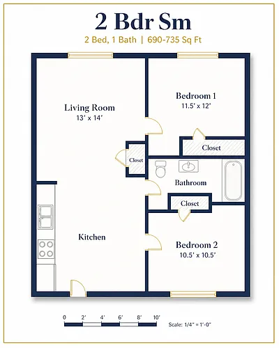 Floor plan 2 bed 1 bath small