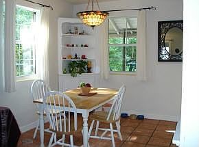 dining room with built in cabinets