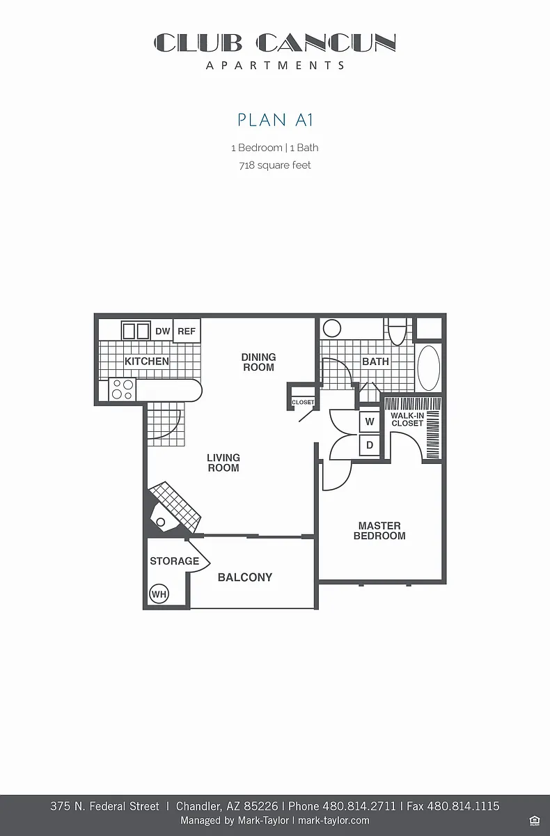 Floor plan One Bedroom/One Bath (a1-043)