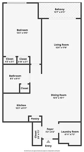 Floor plan 1 Bedroom, 1 Bathroom