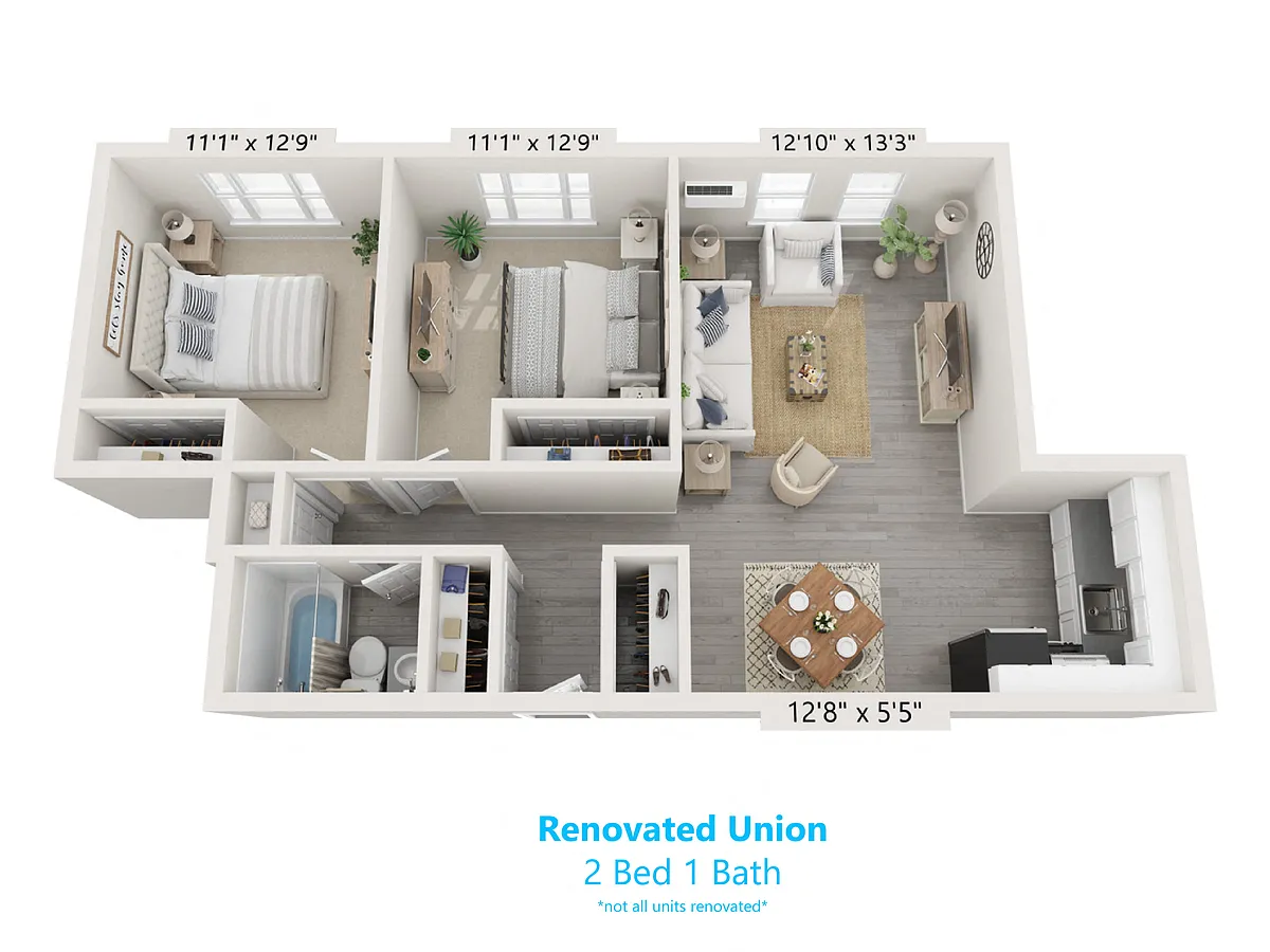 Floor plan 2 Bed 1 Bath - D