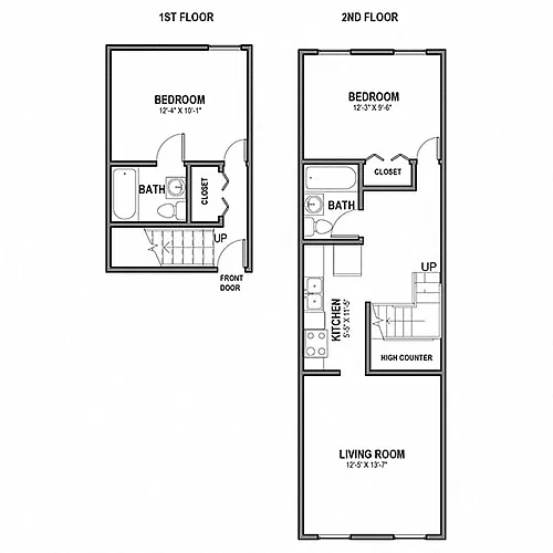 Floor plan 2 BR 2 Bath Units 8 and 9