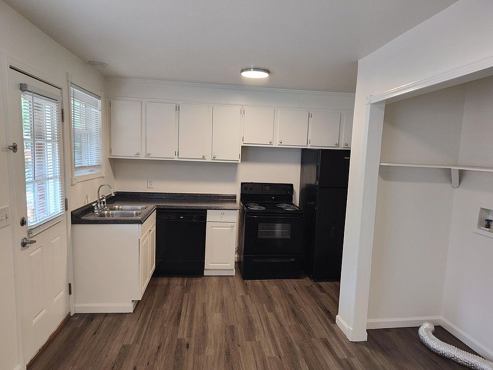 Open eat-in kitchen with w/d hookups. Deck is out the back door