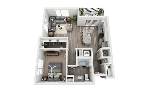 Floor plan 1 Bedroom 1 Bath 774 sqft (A4)