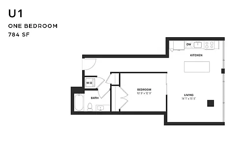 Floor plan U1 One Bedroom