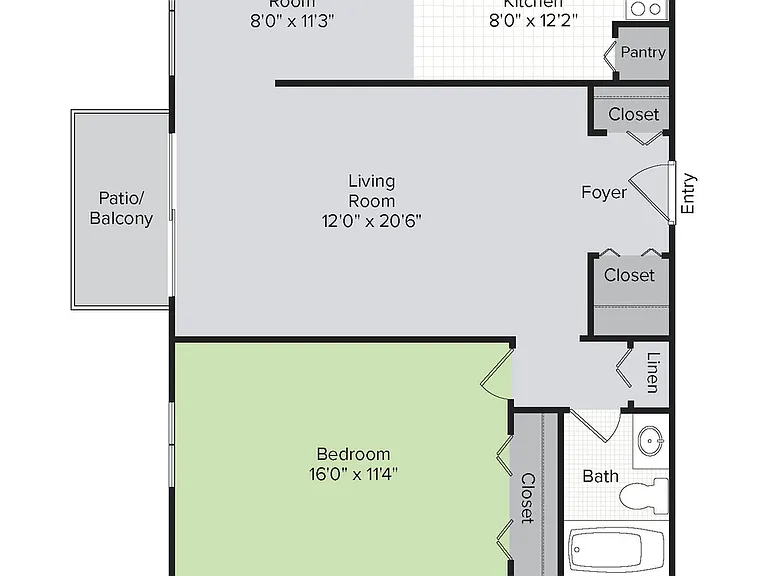 Partially Renovated, 1 Bedroom, 1 Bath (900 sq ft) Floor Plan Partially Renovated, 1 Bedroom, 1 Bath (900 sq ft) Floor Plan