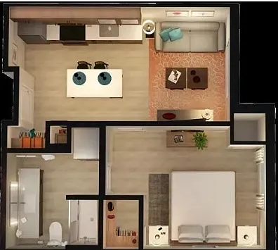 Floor plan 1 bedroom 1 bathroom
