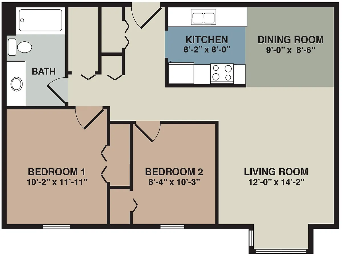Floor plan 2A - 2 Bedroom Standard