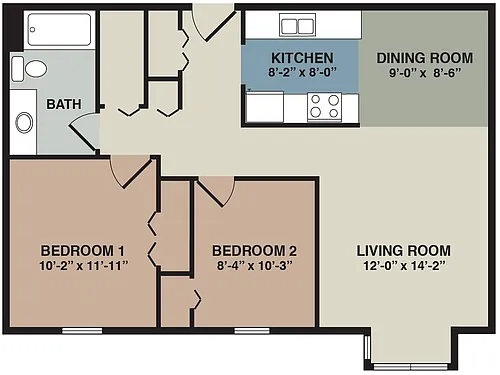 Floor plan 2A - 2 Bedroom Standard