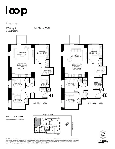 Floor plan Thereme; 3 beds, 2 baths
