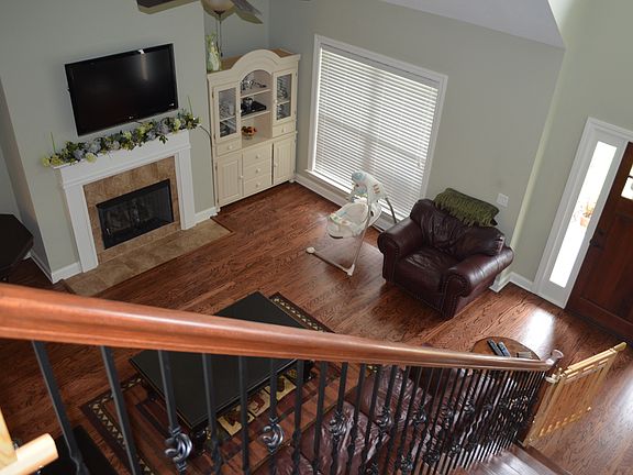 view from spindled stairs