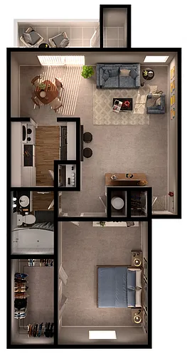 Floor plan 1 Bed 1 Bath A6