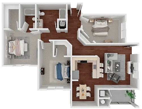 Floor plan 3 Bedroom 2 Bath