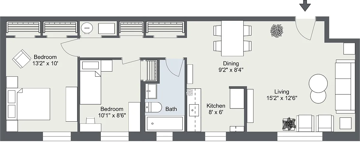 Floor plan Typical Two Bedroom Apartment