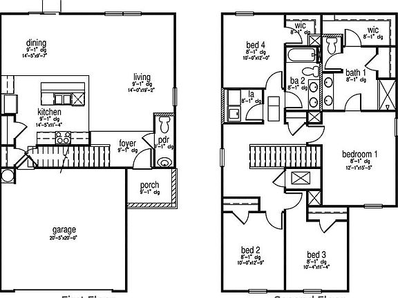 Floor plan with dimensions per room