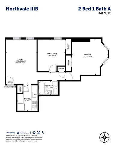 Floor plan 2 Bed 1 Bath A