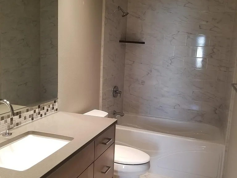 Guest bathroom with quartz countertops