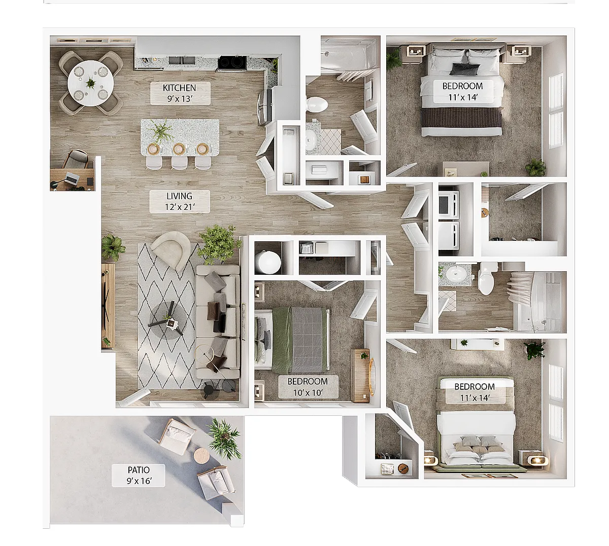 Floor plan 3 BR - Grand Courtyard