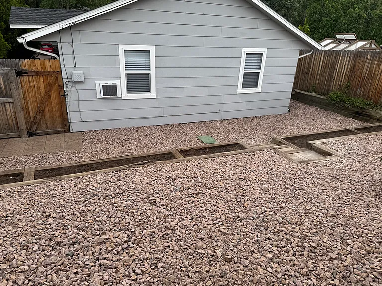 Yard view towards building