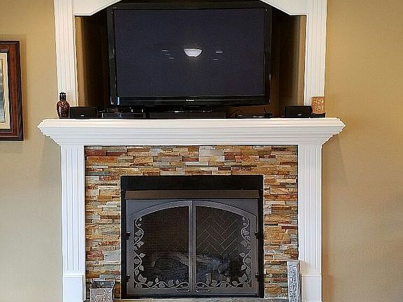 River Rock Propane Fireplace