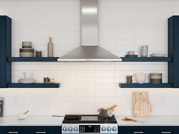 Kitchen with floating shelves