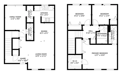 Floor plan 3 Bed 2 and a Half Bath