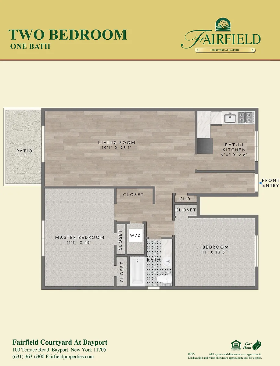 Floor plan Two Bedroom 955SF