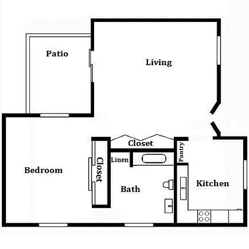 Floor plan 1 Bed 1 Bath