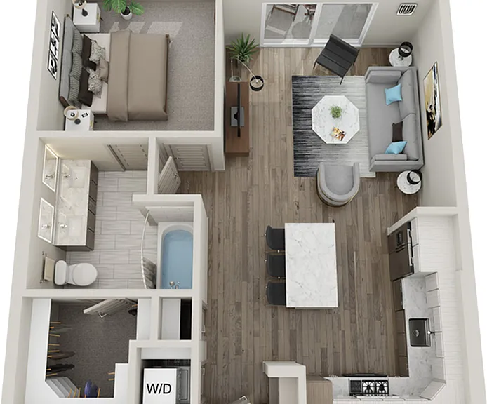 Explore the contemporary design of this open-concept apartment, perfect for stylish living. Explore the contemporary design of this open-concept apartment, perfect for stylish living.