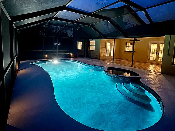 Pool in rear with lake view