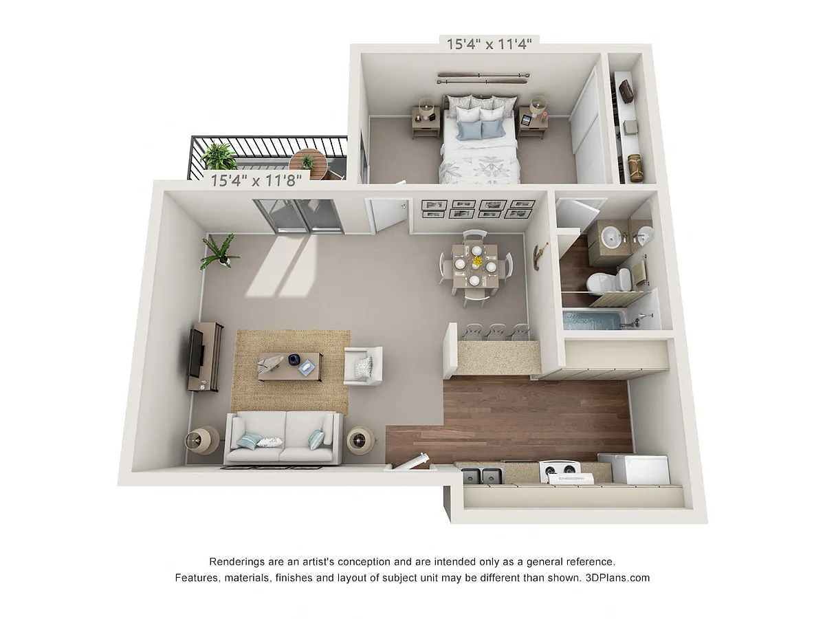 Floor plan 1 Bedroom, 1 Bath