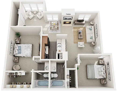 Floor plan B2S - Two Bedroom with Sunroom