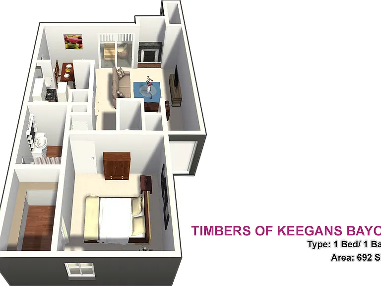 One Bed/One Bath with Fireplace & W/D Connections