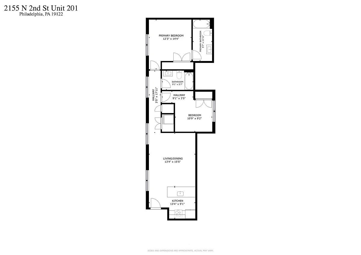 Floor plan 2 Bedroom 2 bath