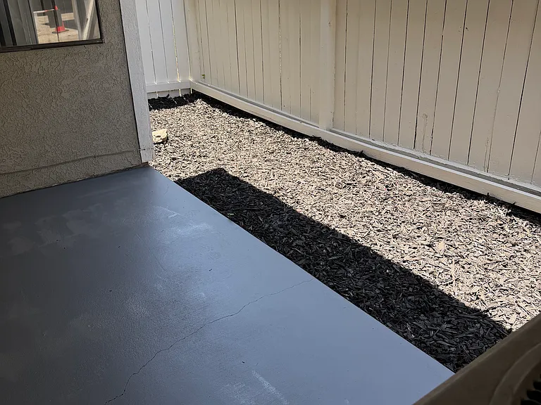 View of the porch and the backyard