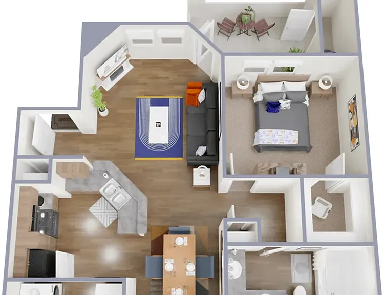 A2 - 731 square foot, one bedroom, one bath apartment A2 - 731 square foot, one bedroom, one bath apartment