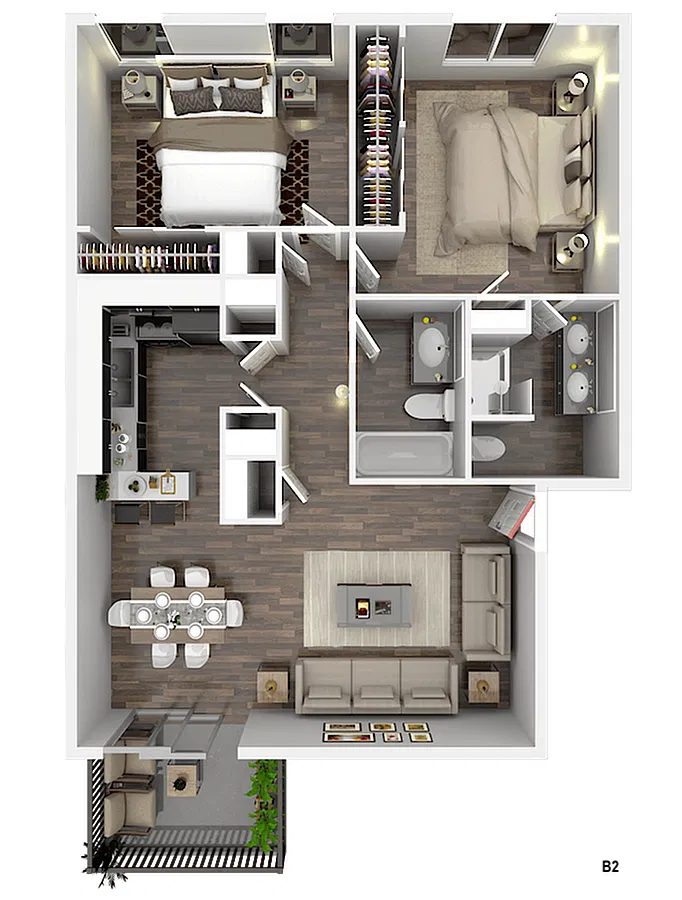 Floor plan Two Bedroom, Two Bathroom