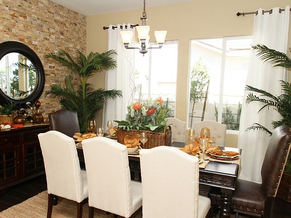 Elegant dining room with stone