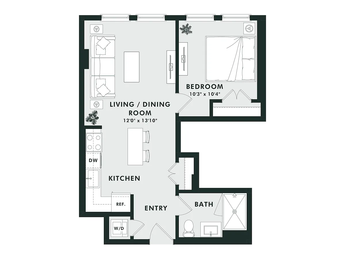 Floor plan B8.1 | 1 Bed | 1 Bath